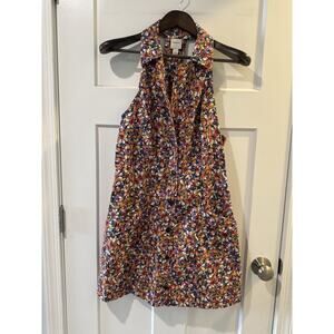 MAEVE x ANTHROPOLOGIE | Sleeveless T-Back Mini Dress Collared Floral | Large